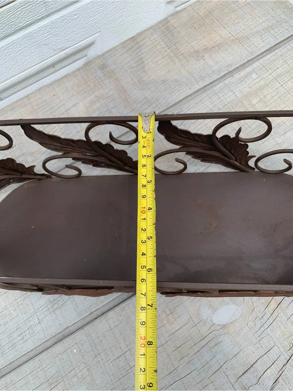 Vtg Wrought Iron Oval Planter Basket Metal Leaves Scrollwork Handle Caddy 19”